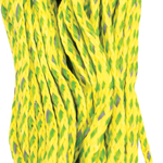 2-rider safety tube rope in yellow and green braided design with black strap holder.