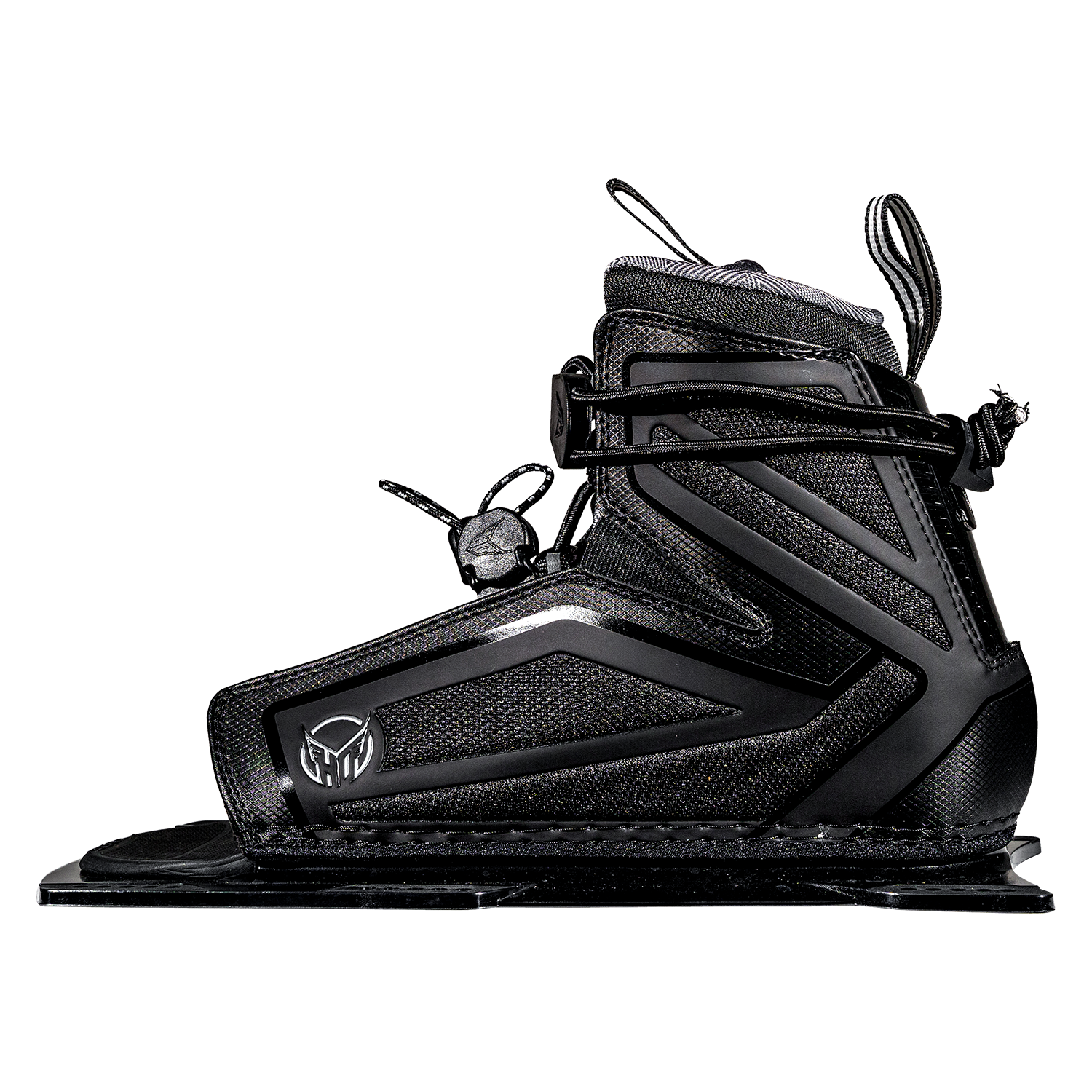 Side view of the black Stance 110 Front boot with gray stitching, adjustable laces, and a reinforced ankle support.