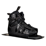 Angled view of the black Stance 130 Rear w/ ATOP boot, highlighting its ATOP dial, open-toe design, and textured panels.
