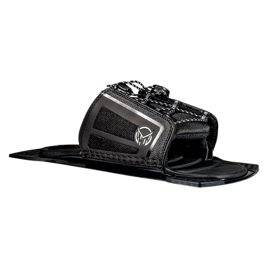 Angled view of Stance 110 ARTP in black highlighting the open-toe design, reinforced stitching, and adjustable laces.