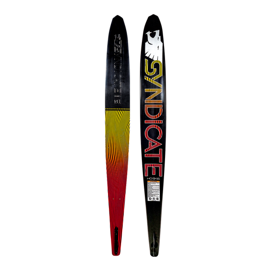 Front view of Syndicate Works 01, showing both top and base designs with a gradient yellow-to-red pattern.