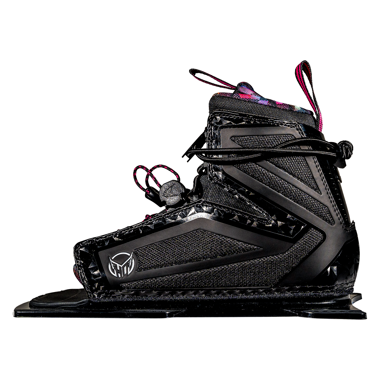 Side view of the Women's Stance 110 Front binding in black with pink accents, featuring a lace-up closure and HO Sports logo.
