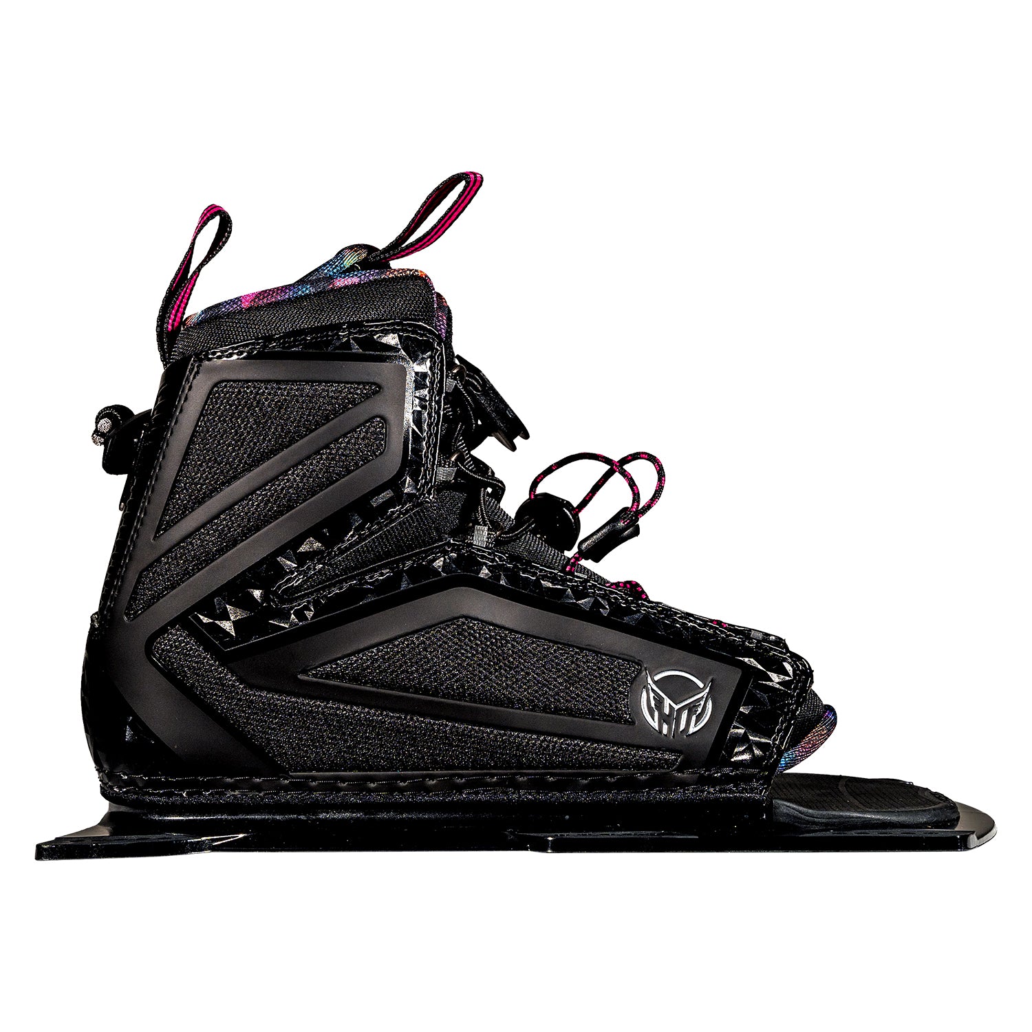Opposite side view of the Women's Stance 110 Front binding in black, highlighting its high cuff and reinforced structure.