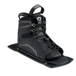Angled front view of Stance UltraLite Rear Boot in black with lace closure on baseplate.