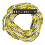Coiled 2K Tube Rope in yellow with a black "HO Sports" handle wrap.