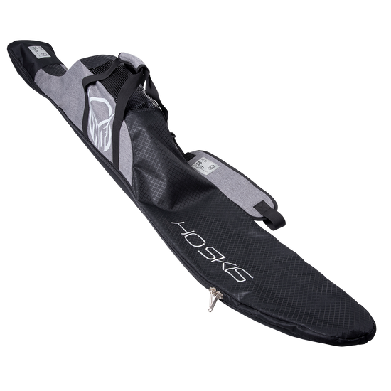 Angled view of the Universal Slalom Bag - Heather, showcasing its black and heather gray design with durable materials.
