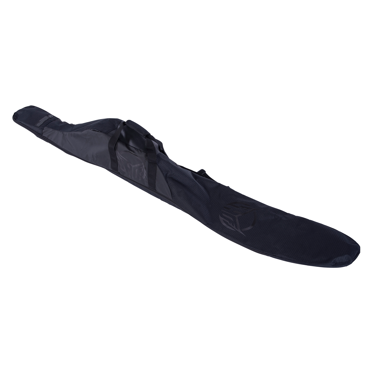 Angled view of the Universal Slalom Bag - Black, showing its sleek, padded design for ski storage and transport.