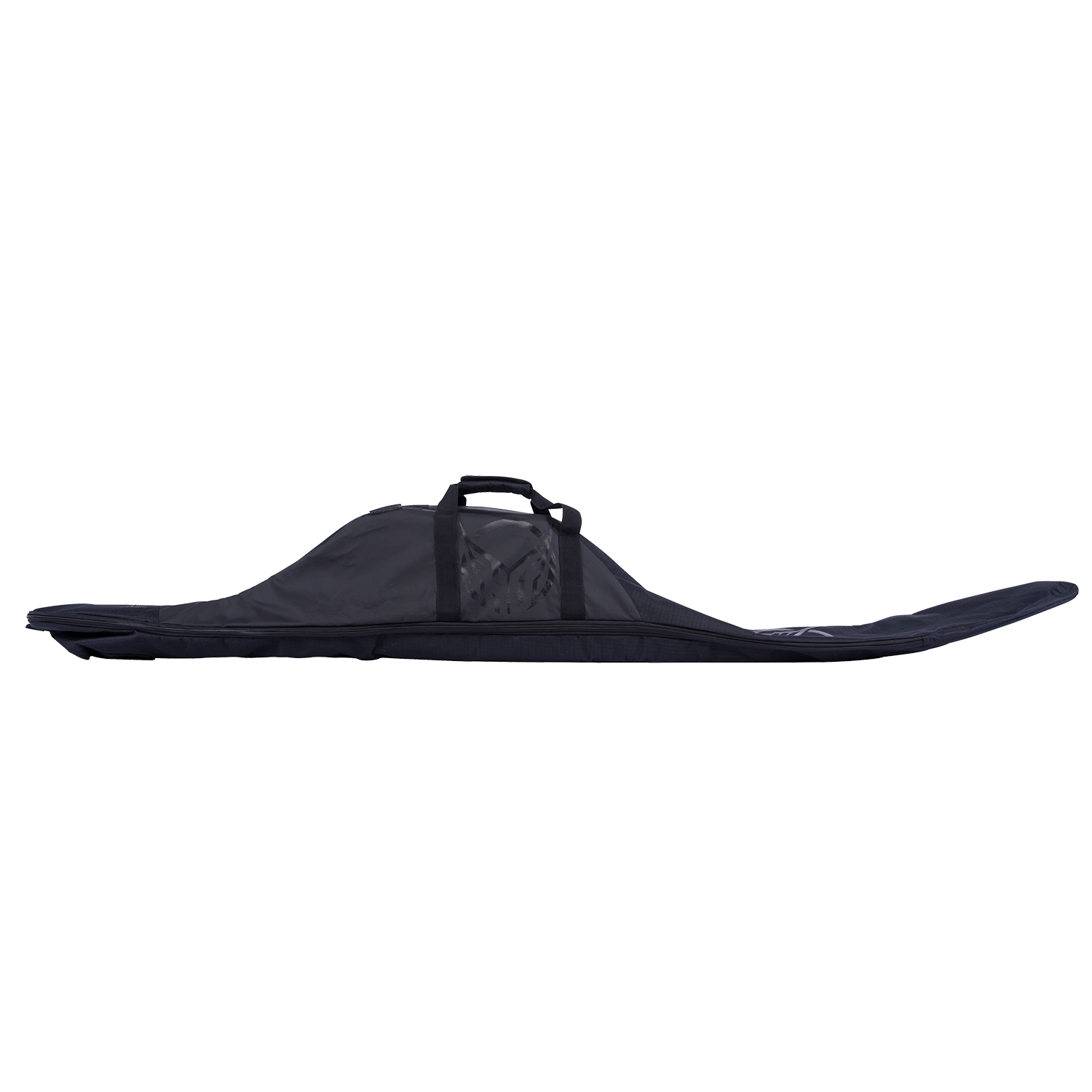 Flat side view of the Universal Slalom Bag - Black, highlighting its durable construction and subtle branding.