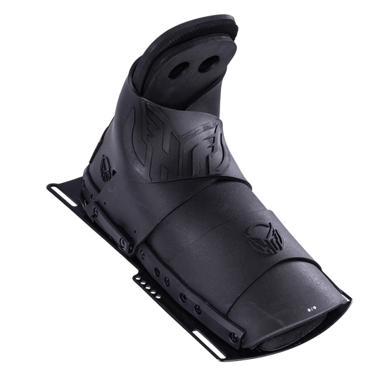 Angled view of the Animal Front water ski binding, showing the raised heel and flexible rubber design.