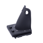 Side view of the black Horseshoe Heel Rubber - Child with a flexible rubber structure and mounting base.