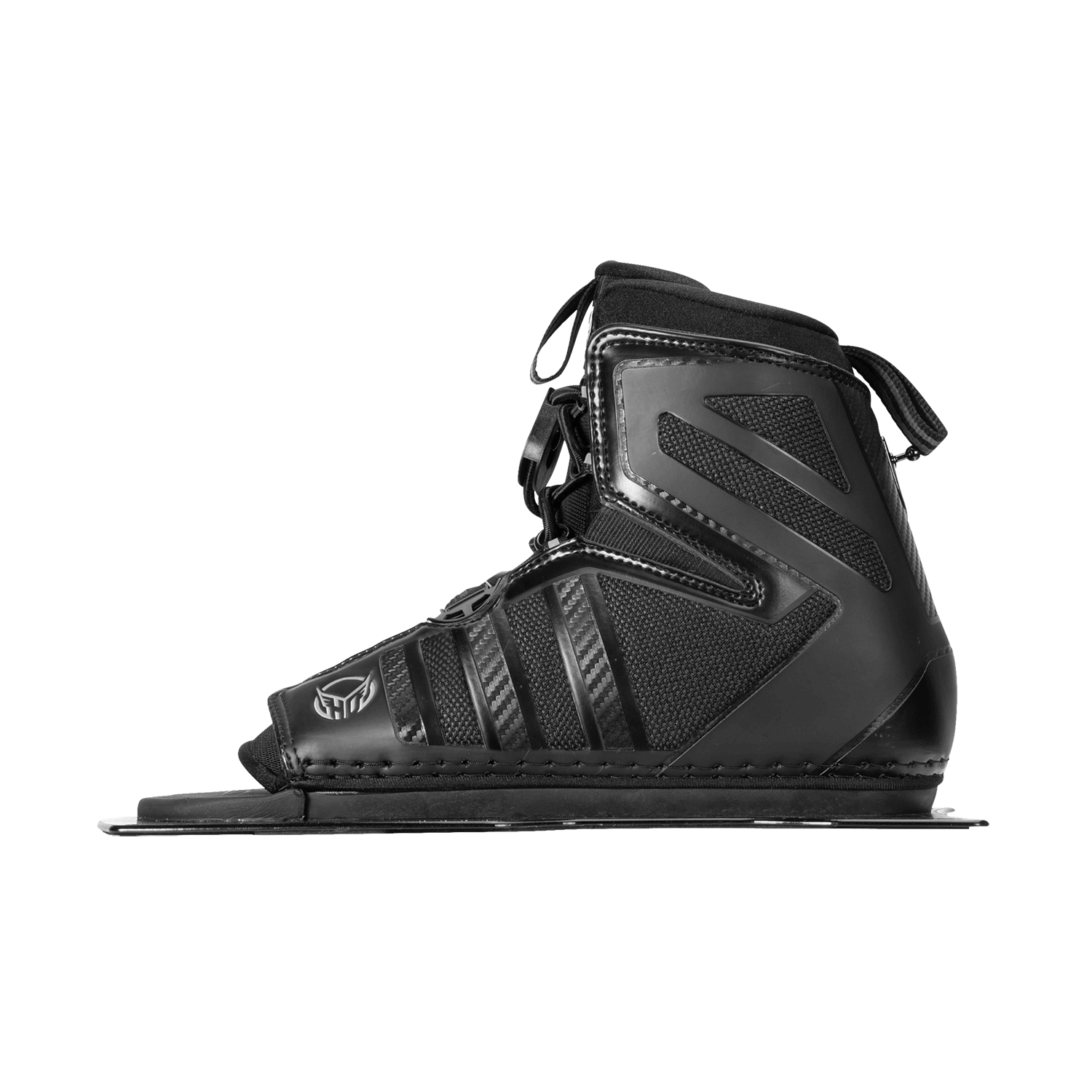 Opposite side view of the black Stance 130 Front w/ ATOP boot with mesh panels, laces, and an ATOP dial closure.
