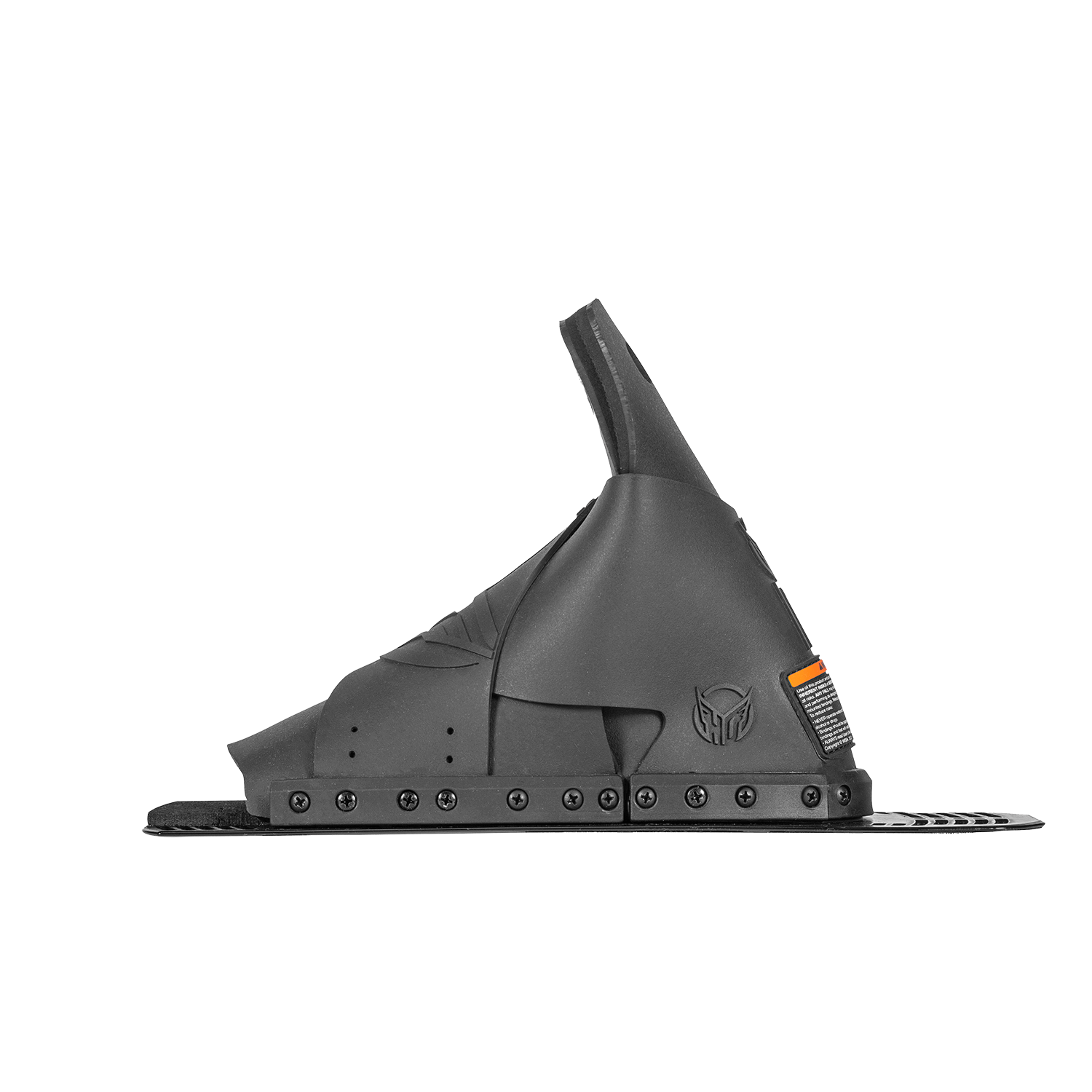 Opposite side view of the black Venom Rear waterski binding featuring embossed HO logo and reinforced structure.