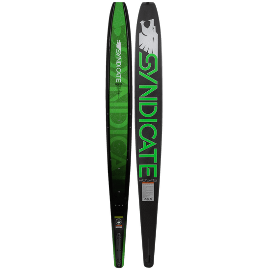 Top and base views of the Syndicate Omega Max, showing the bold green and black design.