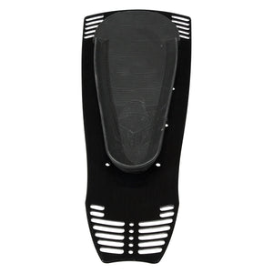 Top view of Stance Rear Plate with Footbed in black showing vented frame and embossed HO logo.