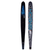 Side-by-side view of Omni 2023 waterski showing the black top with a blue swirl pattern and the base with a marbled design.