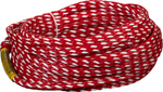 2-person deluxe tube rope in red and white braided design, coiled with yellow tag end.
