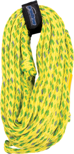 4-rider safety tube rope in yellow and green braided design with black strap holder.
