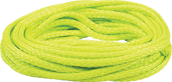 Coiled neon yellow-green braided 60ft 2-Person Value Safety Rope, in the Volt colorway.