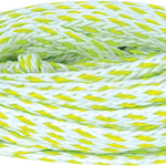 Coiled 6-Rider Classic Tube Rope with white, yellow, and green braided design.