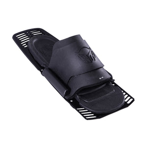 Angled view of Rear Toe Plate in black with embossed HO logo and vented mounting plate.