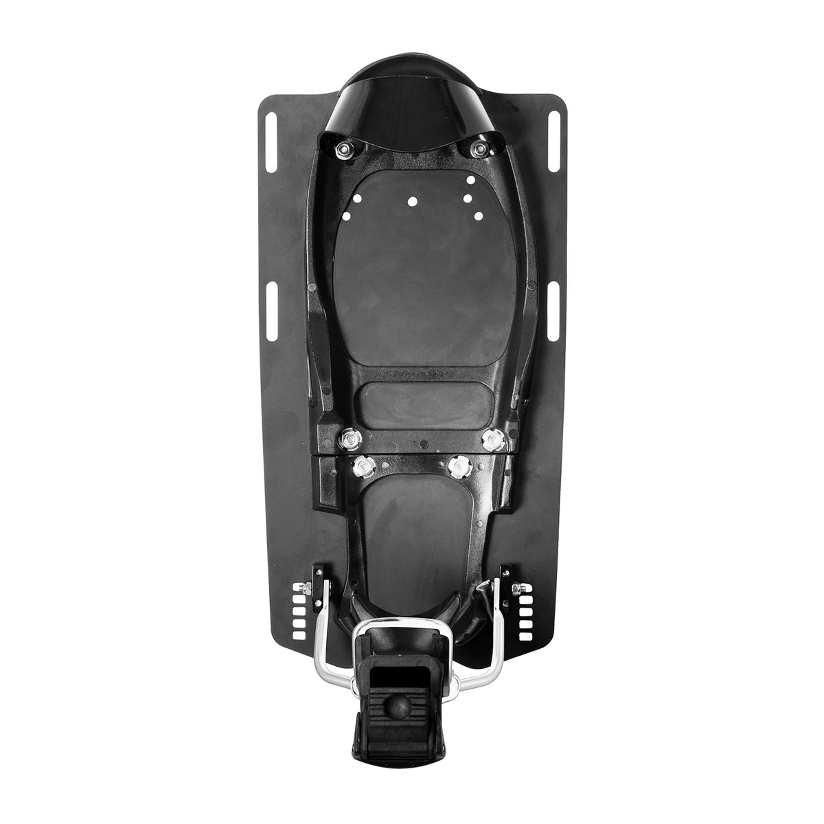 Top-down view of Syndicate Hardshell Plate with Release showing footbed and mounting hardware.