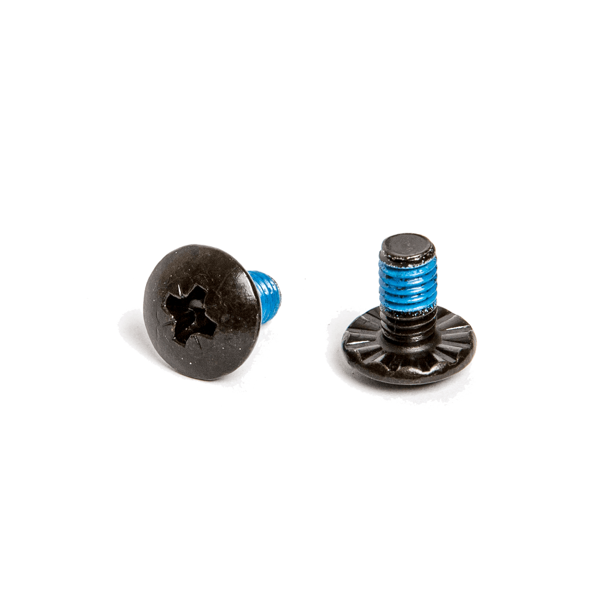 Angled view of Direct Connect Hardware showing two black Phillips head screws with blue thread lock.