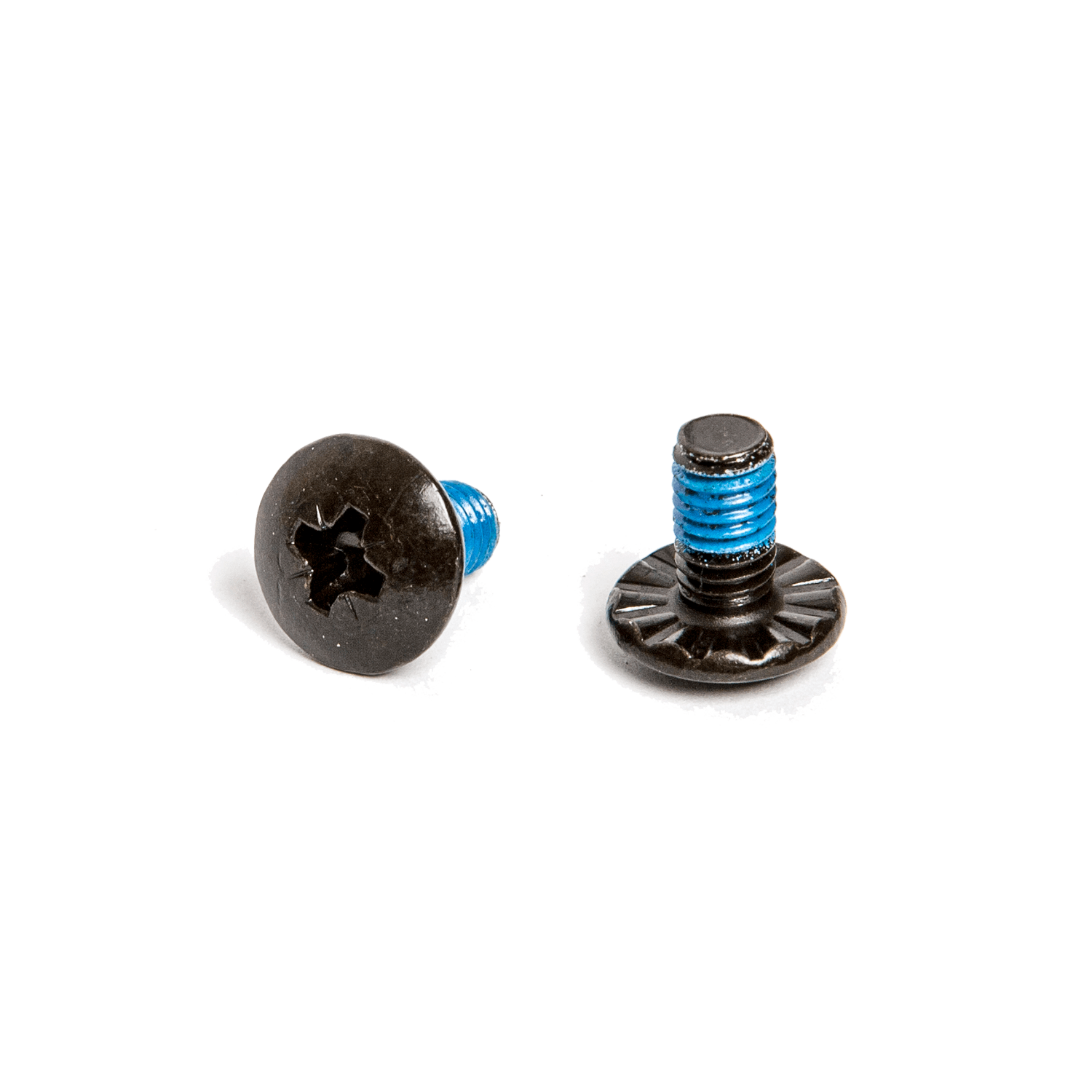 Angled view of Direct Connect Hardware showing two black Phillips head screws with blue thread lock.