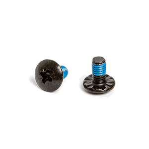 Angled view of Direct Connect Hardware showing two black Phillips head screws with blue thread lock.