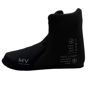 Side view of Syndicate Hardshell Liner in black showing Pro Liner and J-Bar Ankle Heel Lock text.