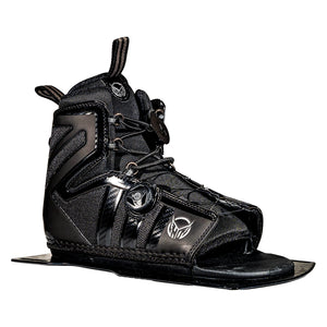 Angled front view of Stance 130 Front with ATOP in black with lace closure and HO logo on mounting plate.