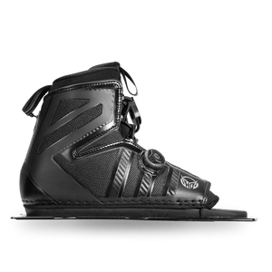 Side view of Stance 130 Front with ATOP in black with ATOP dial closure and carbon fiber accents.