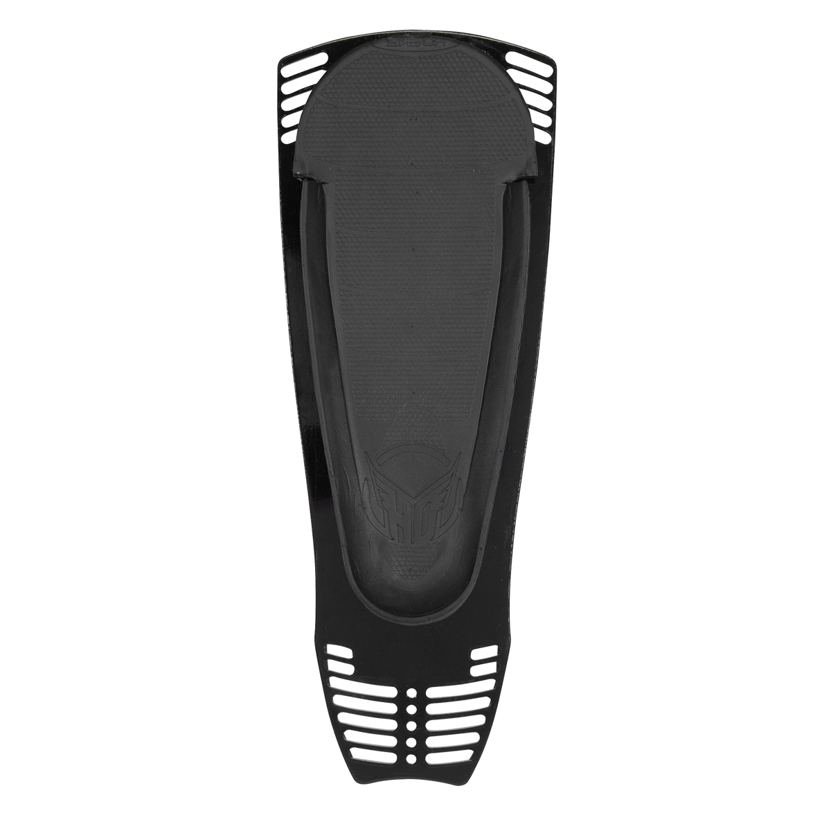 Top view of Stance Boot Rear Plate with Footbed in black showing vented frame and textured footbed.
