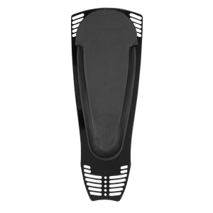 Top view of Stance Boot Rear Plate with Footbed in black showing vented frame and textured footbed.