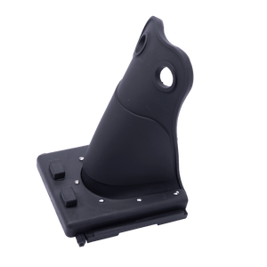 Angled view of Horseshoe Heel Rubber Adult in black showing heel cup and rubber base plate.