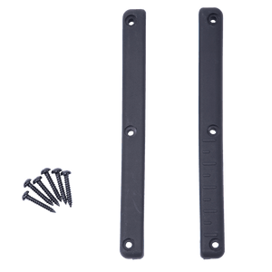 Top view of Horseshoe Heel Rubber Adult showing two gray mounting strips and six black screws.