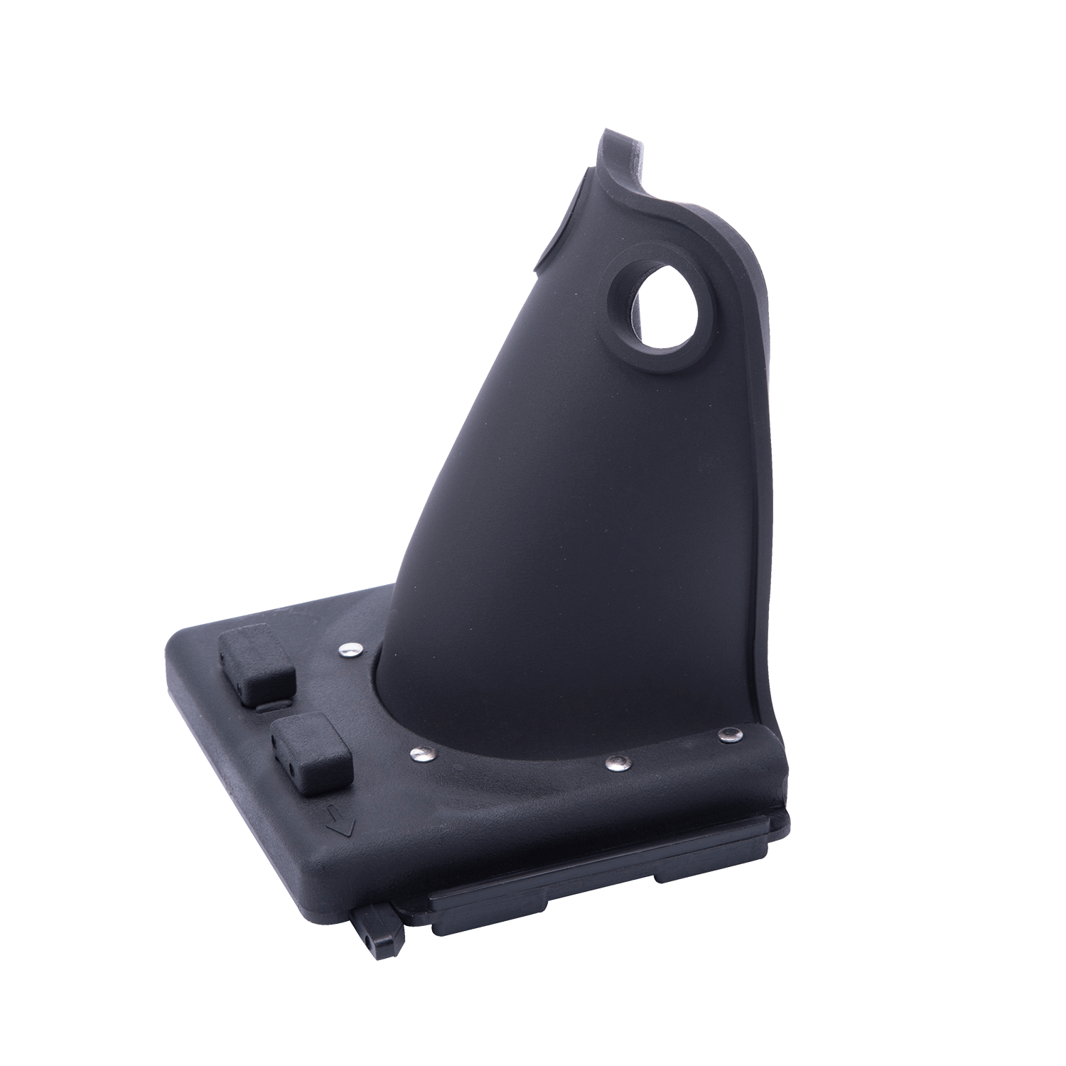 Angled view of Horseshoe Heel Rubber Child in black showing heel cup and rubber base plate.