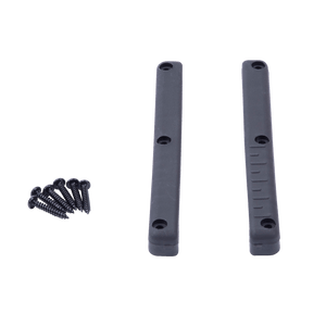 Top view of Horseshoe Heel Rubber Child showing two gray mounting strips and six black screws.