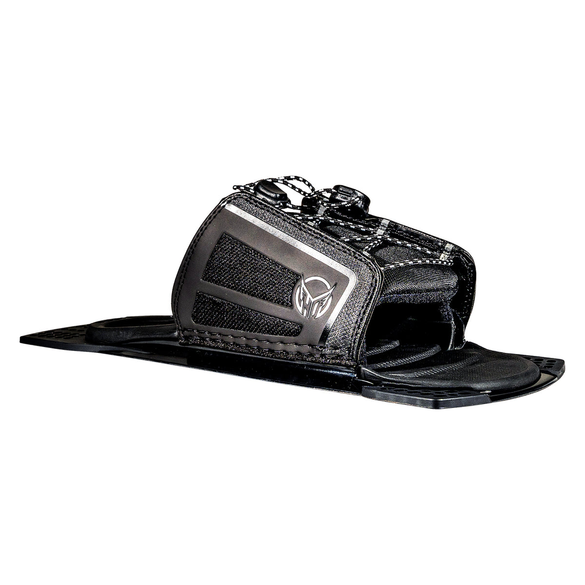 Angled view of Stance 110 ARTP in black with HO logo, lace closure, and mounting plate.