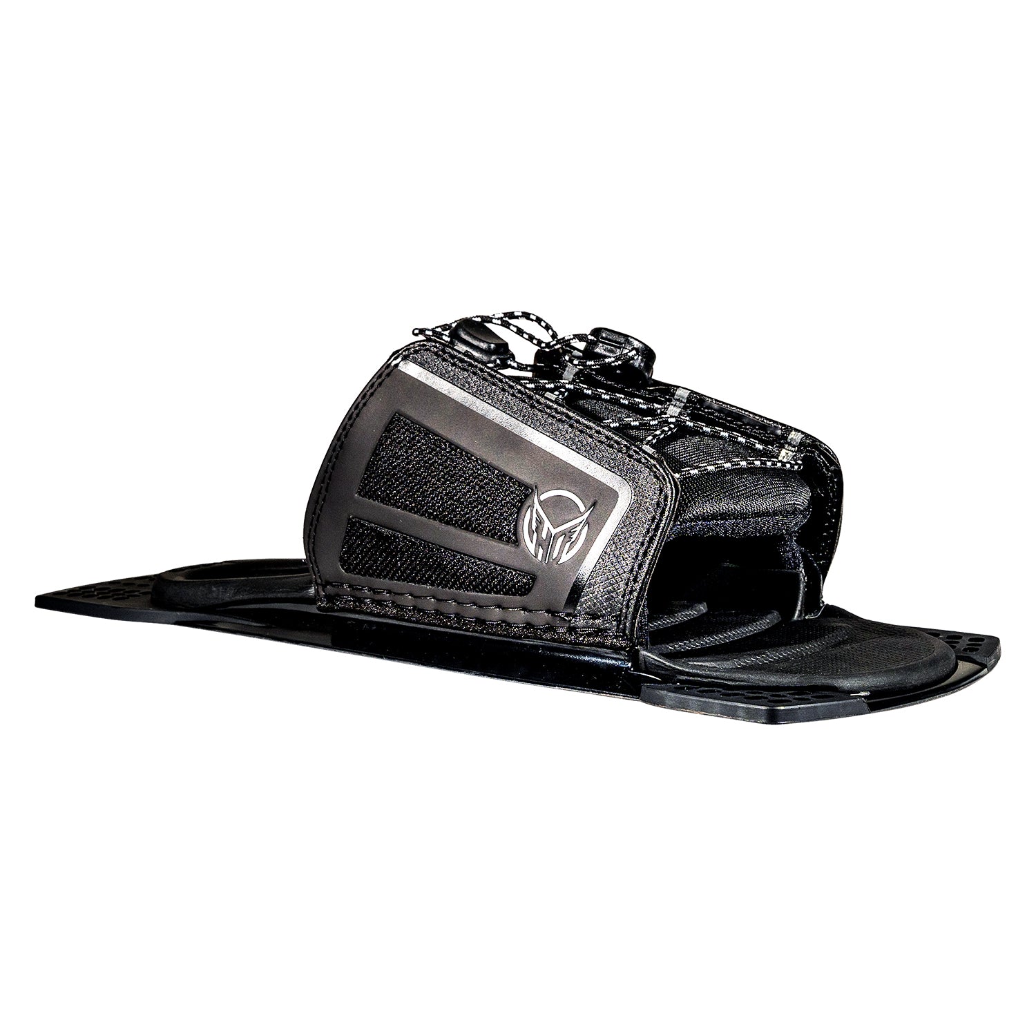 Angled view of Stance 110 ARTP in black with HO logo, lace closure, and mounting plate.