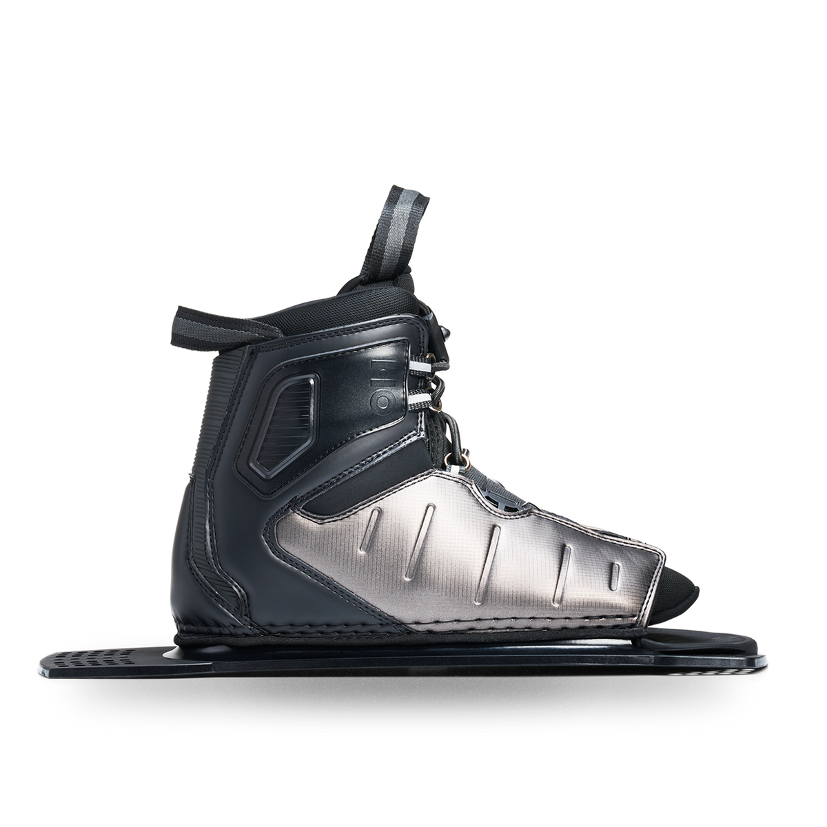 Side view of Stance ATOP Rear Boot in black and silver.