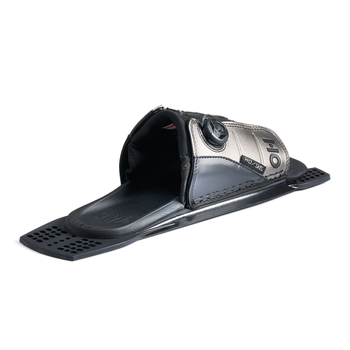 Rear angled view of Stance ATOP Adjustable Rear Toe Plate open showing padded interior and BOA closure.