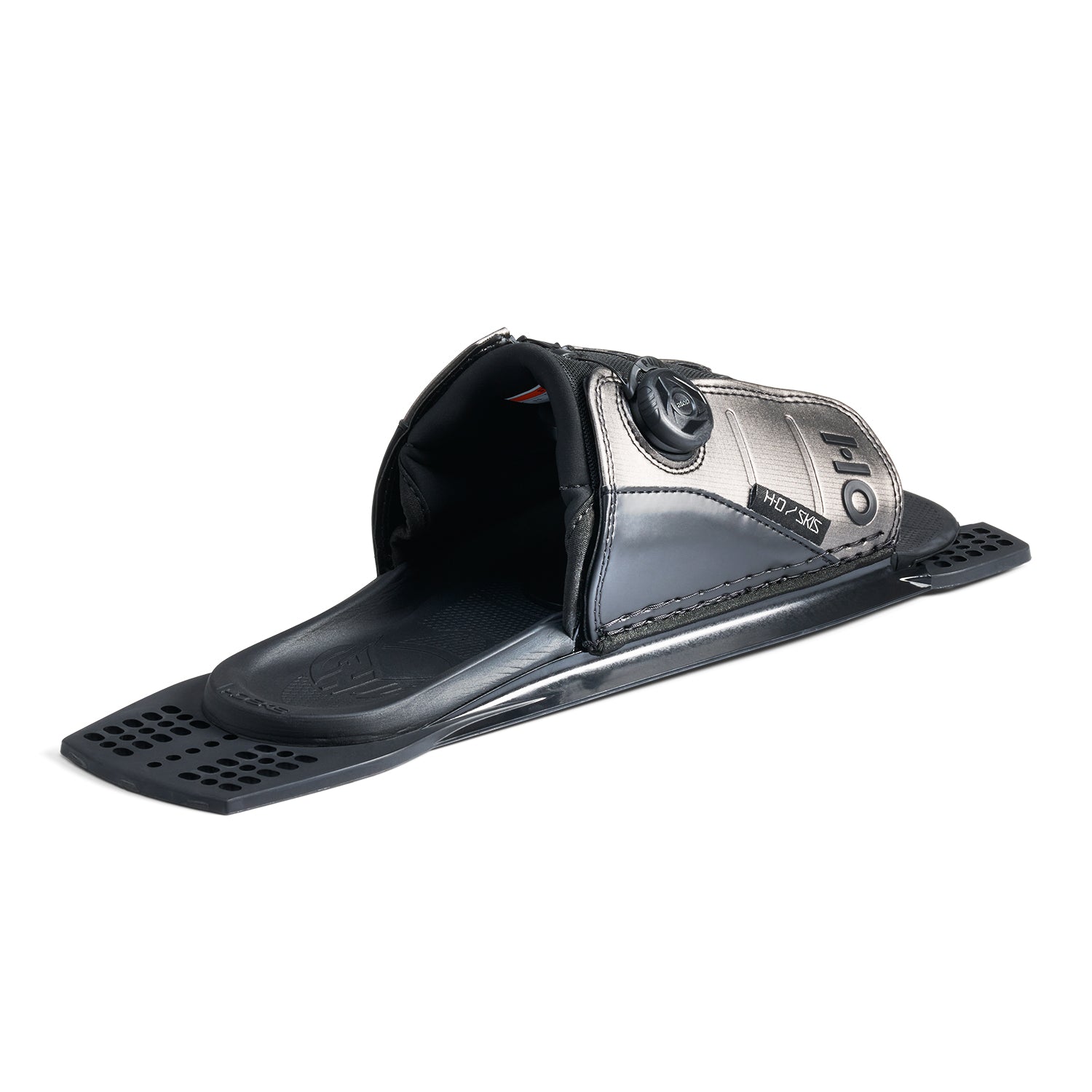 Rear angled view of Stance ATOP Adjustable Rear Toe Plate open showing padded interior and BOA closure.