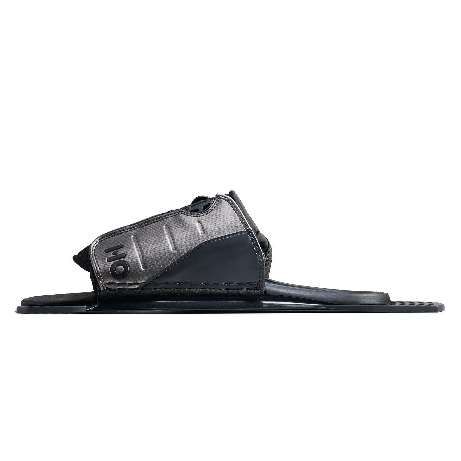 Opposite side view of Stance ATOP Adjustable Rear Toe Plate in black and silver with BOA closure.