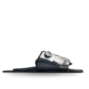 Side view of Stance ATOP Adjustable Rear Toe Plate in black and silver with BOA closure.