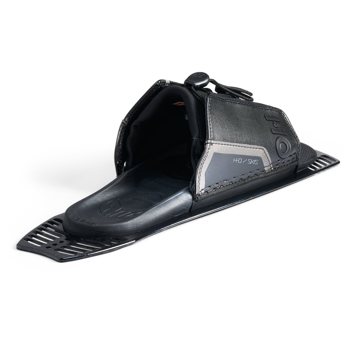 Rear view of Stance Aluminum Adjustable Rear Toe Plate with open binding and padded interior.