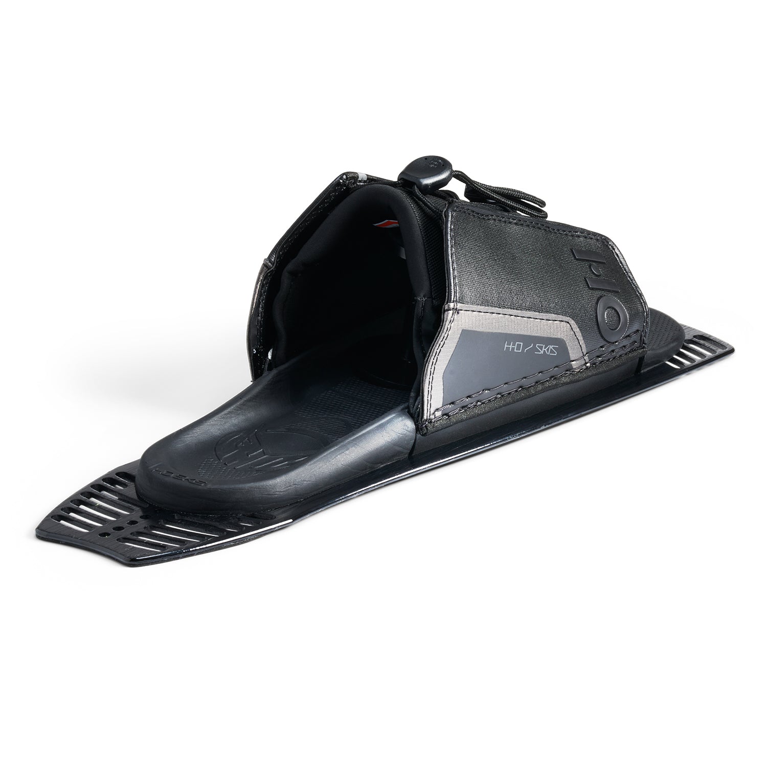 Rear view of Stance Aluminum Adjustable Rear Toe Plate with open binding and padded interior.