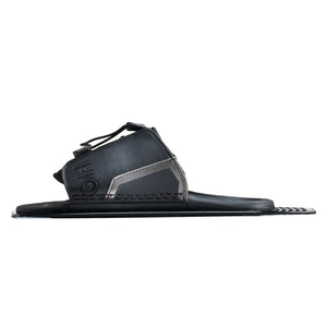Side profile of Stance Aluminum Adjustable Rear Toe Plate in black with closed binding.