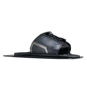 Angled side view of Stance Aluminum Adjustable Rear Toe Plate in black with lace closure system.