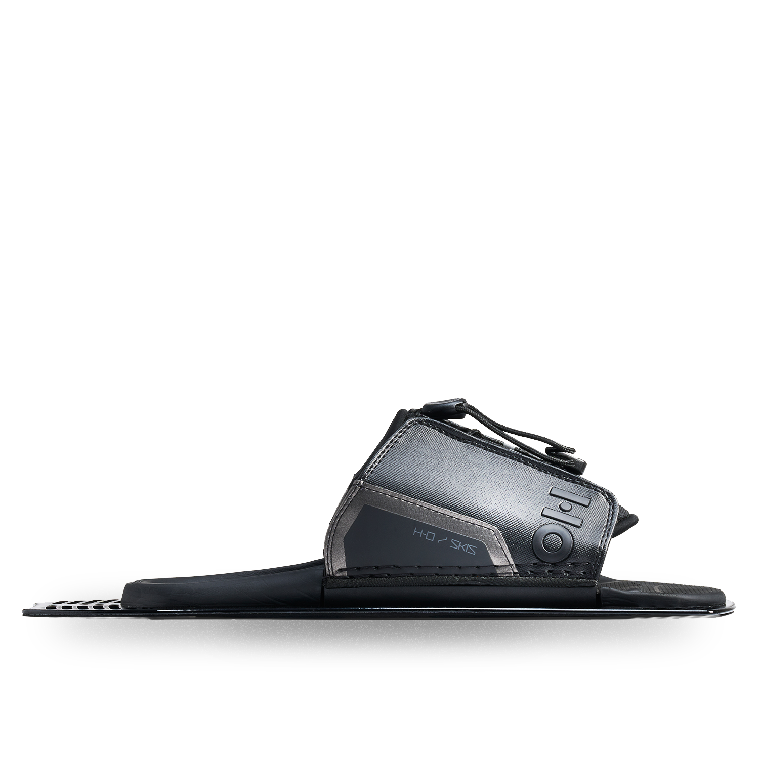 Side view of Stance Aluminum Adjustable Rear Toe Plate in black with lace closure system.