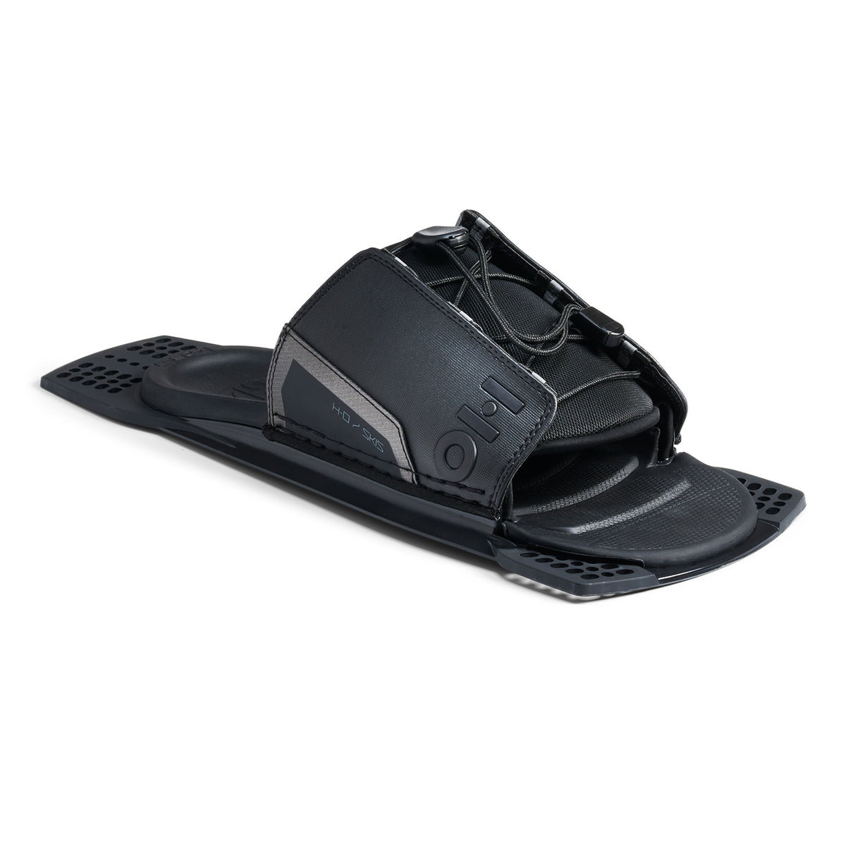 Angled view of Stance UltraLite Adjustable Rear Toe Plate in black and gray with lace closure.